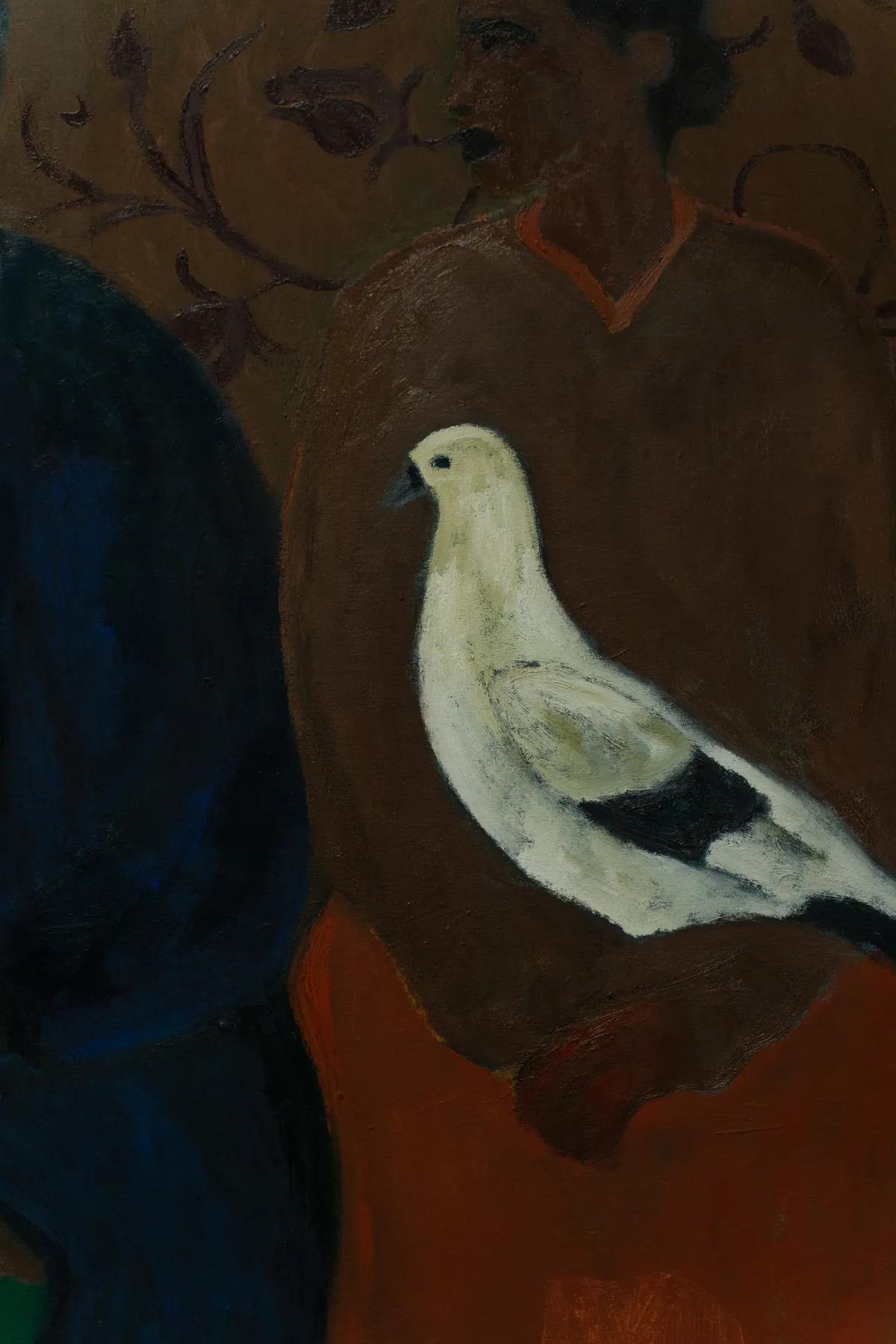 Detail of the white dove at the centre of the composition